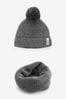 Grey Thinsulate Snood & Bobble Hat Set