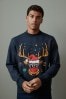 Dark Navy Blue Crew Sweatshirt Christmas Sweatshirt, Crew Sweatshirt
