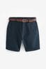 Marineblau - Chino-Shorts mit Gürtel