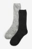 Black Grey 2 Pack Cosy Bed Socks, 2 Pack