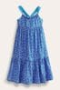 Blue Boden Tiered Printed Jersey Dress