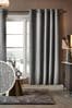 Silver Grey Next Heavyweight Chenille Eyelet Super Thermal Curtains, Super Thermal
