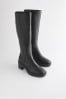 Black Forever Comfort® Block Heel Chunky Knee High Boots