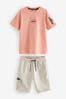 Coral/Stone Utility T-Shirt and Shorts Set (3-16yrs)