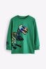 Green Rainbow Dinosaur Skeleton Long Sleeve Graphic T-Shirt (3-14yrs)