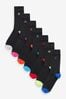 Jeff Banks Black Recycled Ctton Classsic Crown Logo Socks 7 Pack