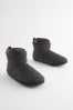 Black Chunky Knit Slipper Boots