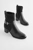 Black Regular/Wide Fit Forever Comfort® Buckle Detail Heeled Ankle closure Boots
