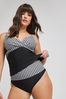Figleaves Gingham Tailor Underwired Twist Front Tummy Control Black Tankini Top