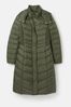 Joules Pembury Khaki Green Showerproof Long Padded Coat With Hood