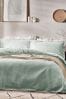 Yard Seafoam Green Waffle Textured 100% Cotton Duvet Cover Set