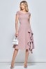 Jolie Moi Pink Skylar Off Shoulder Ruffle Hem Dress