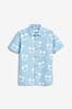 Aqua Blue Smiles Short Sleeve Printed Shirt (3-16yrs)