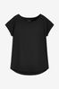 Black Round Neck Cap Sleeve T-Shirt