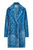 Yumi Blue Snakeskin Print Faux Fur Coat