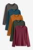 Kräftiges Grün/Blau/Orange/Grau - Langärmelige Shirts, 5er-Pack