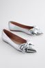Silver Forever Comfort® Point Toe Bow Ballerinas