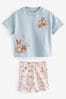 Pink Tulip Flower Print Short Sleeve Top and Shorts Set (3mths-7yrs)