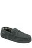 Grey Dunlop Mens Real Suede Full Moccasin Slippers