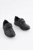 Black School Leather Single Strap Shoes, Standard Fit (F)