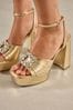 Gold Tone Forever Comfort® Jewel Platform Sandals