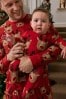 Rot/Braun - ​​​​​​​Weihnachtlicher Baby-Schlafanzug aus Baumwolle (0 Monate bis 3 Jahre)