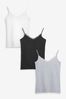 Black/White/Grey Lace Trim Vests 3 Pack
