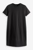 Schwarz - Kurzärmeliges T-Shirt-Kleid mit Rundhalsausschnitt, Regular