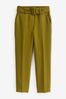 Olive Green Tailored Belted Taper Trousers