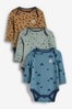 Navy Blue Star Baby Long Sleeve Bodysuits 3 Pack
