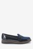 Black Material Mix Brogue Detail Chunky Sole Loafers, Regular/Wide Fit
