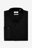 Black Cotton Shirt, Regular Fit Single Cuff