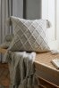 Grey Knitted Tassel Trim 50 x 50 Cushion