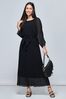 Jolie Moi Black Chiffon Pleated Lilyana Maxi Dress