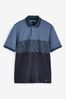 Blau/Inject - Polo-Shirt im Farbblockdesign