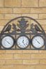 Charles Bentley Black Outdoor Wall Clock with Thermometer Hygrometer
