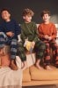 Khaki Green/Rust Brown 3 Pack Long Sleeve Check Bottom Pyjamas (3-16yrs)