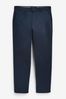 Dark Blue Relaxed Fit Stretch Chino Trousers, Regular