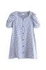 Blue Ditsy Ruched Sleeve Tea Dress (3-16yrs)