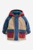 Blue Colourblock Shower Resistant Parka Coat (3mths-7yrs)