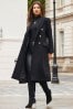 Sosandar Black Fitted Longline Wool Coat