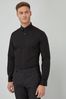 Black Cotton Shirt, Regular Fit Single Cuff