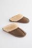 Brown Leather Mule Slippers