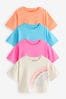 Fluro Rosa/Orange/Blau - Kastige T-Shirts mit Regenbogenpailletten im 4er-Pack (3-16yrs)
