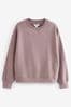 Mauve Purple Relaxed Fit Soft Overdyed Marl Crew Neck Sweatshirt