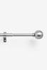 Brushed Silver Ball Finial Extendable Curtain Pole Kit 19mm
