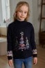 Marineblau/Weihnachtsbaum - Teenager Mädchen Pullover, Teil der Familienkollektion (3-16yrs)