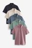 Navy/Light Neutral/Pink/Sage Green/Blue Regular Fit Jersey Polo Shirts 5 Pack