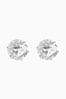 Silver Tone Cubic Zirconia Large Stud Earrings