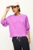 Fluoreszierendes Violett - Sweatshirt mit gewaschenem Rundhalsausschnitt und rohem Saum, Regular
